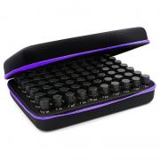 Hipiwe 70 Essential Oils Carrying Case Holds 5ml, 10ml, 15ml Bottles Hard Shell Exterior EVA Essential Oils Storage Organzier Bag with Foam Insert and Carrying Handle (Black+Purple-New) 